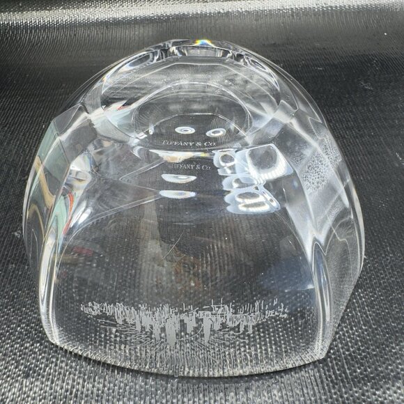 Tiffany & Co New York Etched Six Panel Hexagonal Crystal Glass Bowl Dish Signed - Picture 6 of 12